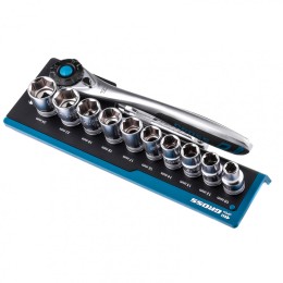 Gross Набор торцевых головок, трещотка 120 зубьев, 1/2", CrV, 12 предметов 14138