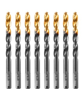 Denzel Сверло по металлу, 9 мм, HSS-Tin, Golden Tip, 8 шт. 717221