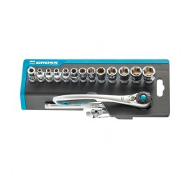 Gross Набор торцевых головок, трещотка 120 зубьев, 1/4", CrV, 36 предметов 14142