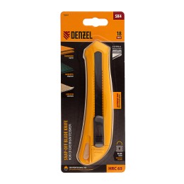 Denzel Нож, 18 мм, сменное лезвие, SK4, облегченный корпус, нажимной фиксатор// 78941