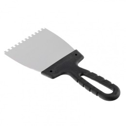 Sparta Шпатель из нержавеющей стали, 100 мм, зуб 4 х 4 мм, пластмассовая ручка 85138