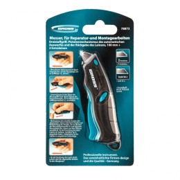 Gross Нож ремонтно-монтажный мини, трехкомпонентная рукоятка, авто выброс, возврат лезвия, 100 мм, 2 запасных лезвия 78873