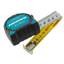 Gross Рулетка Experte,3 м x 19 мм,двухкомпонентный корпус,магнит,двухсторонняя разметка,нейлон 32574