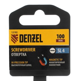 Denzel Отвертка SL4х100 мм, CrV, трехкомпонентная рукоятка 12192