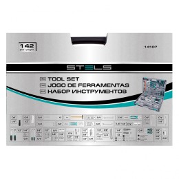 Stels Набор инструментов, 1/2,3/8, 1/4, CrV, пластиковый кейс 142 предмета 14107