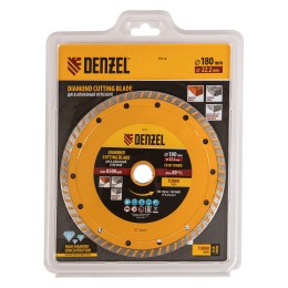 Denzel Диск алмазный, отрезной Turbo, 180 х 22.2 мм, сухая резка 73112