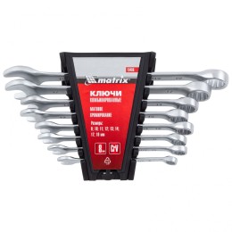 Matrix Набор ключей комбинированных, 8-19 мм, 8 шт, CrV, матовый хром 15406