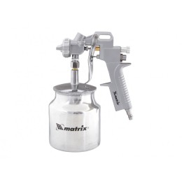 Matrix Набор пневмоинструмента, 5 предметов, быстросъемное соединение, краскораспылитель с нижним бачком 57302