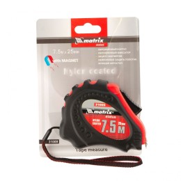 Matrix Рулетка Status autostop Magnet+,7,5 м х 25 мм,обрезиненная,Нейлоновое покрытие 31009