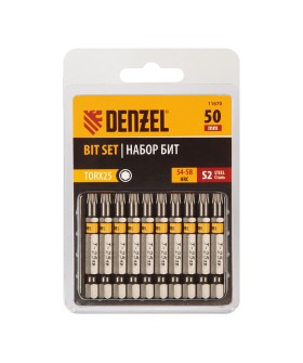 Denzel Бита TX 25х50, сталь S2, шестигранный профиль, 10 шт. Е 6,3 11670