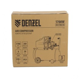 Denzel Компрессор воздушный прямой привод DC1700/50, 1.7 кВт, 50 литров, 260 л/мин 58164