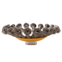 Denzel Щетка для УШМ, 125 мм, "Тарелка", крученая нержавеющая проволока 0.5 мм, М14 746113