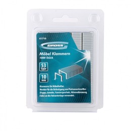 Gross Скобы, 10 мм, для мебельного степлера, усиленные, тип 53, 1000 шт 41710