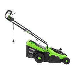 Сибртех Газонокосилка электрическая L1500, 1500 Вт, ширина 33 см, 5 уровней, пластиковый травосборник 35 л 96677