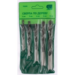 Сибртех Набор сверл по дереву, 4-5-6-8-10 мм, 5 шт, цилиндрический хвостовик 702205
