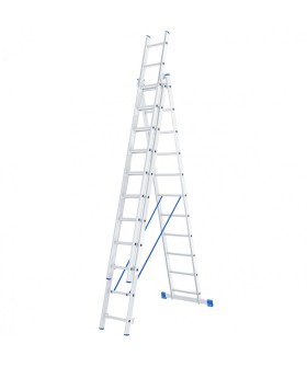 Сибртех Лестница, 3 х 11 ступеней, алюминиевая, трехсекционная, Россия, 97821