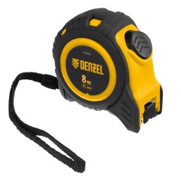 Denzel Рулетка 8м х 25мм, обрезиненный корпус, автоматическая фиксация 31553