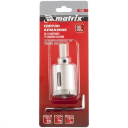 Matrix Сверло алмазное по керамограниту, 30 х 67 мм, трехгранный хвостовик 726303