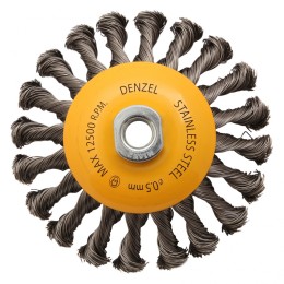 Denzel Щетка для УШМ, 125 мм, "Тарелка", крученая нержавеющая проволока 0.5 мм, М14 746113
