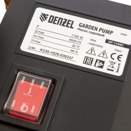 Denzel Садовый поверхностный насос GP1100C, 1100 Вт, 4500 л/ч, подъем 46 м, чугун 97203