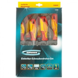 Gross Набор отверток диэлектрических до 1000 В, 8 шт, тестер, CrMo, двухкомпонентные рукоятки 12950