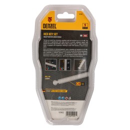 Denzel Набор ключей имбусовых, HEX, 1,5-10 мм, CrV, 9 шт., с шаром 12362