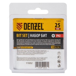 Denzel Бита PH2х25, сталь S2, шестигранный профиль, 10 шт. Е 6,3 11652