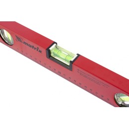 Matrix Уровень алюминиевый, 400 мм, 3 глазка, красный, линейка 33220