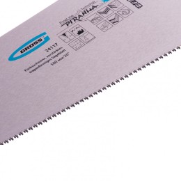 Gross Ножовка по дереву Piranha, усиленное трапецевидное полотно, 500 мм, 11-12 TPI, зуб3D, каленый зуб, двухкомпонентная рукоятка 24117