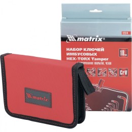 Matrix Набор ключей имбусовых HEX-Torx , 18 шт: HEX 1.5-10 мм, T10-T50, CrV, коротких, с сатиновым покрытием 12314