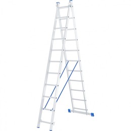 Сибртех Лестница, 2 х 11 ступеней, алюминиевая, двухсекционная, Россия, 97911