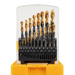 Denzel Набор сверл по металлу, 1-10 мм, HSS-Tin, Golden Tip, 19 шт 72321