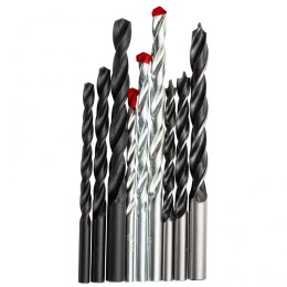 Sparta Набор сверл по бетону 5-6-8 мм, металлу 5-6-8 мм, дереву 5-6-8 мм, 9 шт, цилиндрический хвостовик 725055
