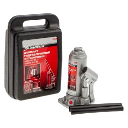 Matrix Домкрат гидравлический бутылочный, 4 т, высота подъема 194-372 мм, в пластиковый кейсе 50754