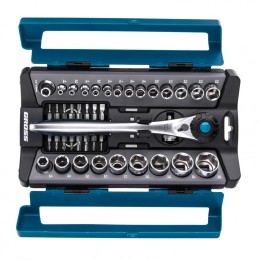 Gross Набор торцевых головок, трещотка 120 зубьев, 1/2", 1/4", CrV, 41 предмет 14143