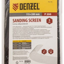 Denzel Сетка абразивная, P 200, 115 х 280 мм, 5 шт 75179