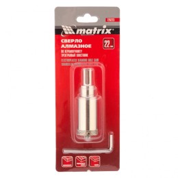 Matrix Сверло алмазное по керамограниту, 22 х 67 мм, трехгранный хвостовик 726223