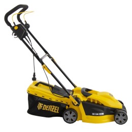 Denzel Газонокосилка электрическая GM-1200, 1200 Вт, ширина 32 см, 3 уровня, травосборник 25 л. 96615