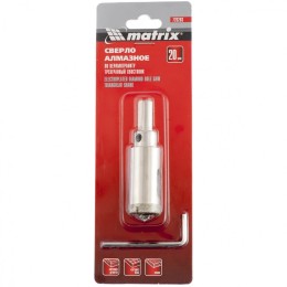 Matrix Сверло алмазное по керамограниту, 20 х 67 мм, трехгранный хвостовик 726203