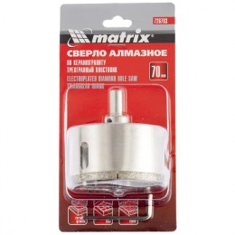 Matrix Сверло алмазное по керамограниту, 70 х 67 мм, трехгранный хвостовик 726703