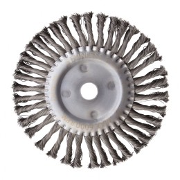 Denzel Щетка для УШМ, 200 мм, "Плоская", крученая нержавеющая проволока 0.5 мм, посадка 22.2 мм 746383