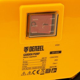 Denzel Садовый поверхностный насос GP 600, 600 Вт, 3000 л/ч, подъем 35 м, пластик 97201