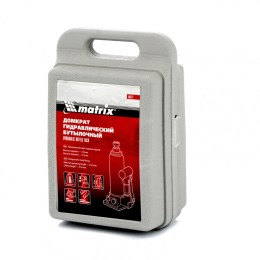 Matrix Домкрат гидравлический бутылочный, 6 т, h подъема 216-413 мм, в пластиковом кейсе 50777