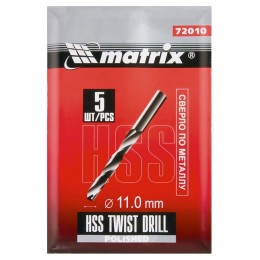 Matrix Сверло по металлу, 11 мм, полированное, HSS, 5 шт, цилиндрический хвостовик 72010