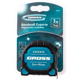 Gross Рулетка Experte,3 м x 19 мм,двухкомпонентный корпус,магнит,двухсторонняя разметка,нейлон 32574