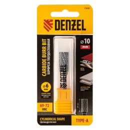 Denzel Борфреза по металлу твердосплавная, цилиндрическая, тип-А, 10 мм// 72001