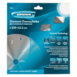 Gross Диск алмазный, 230 х 22.2 мм, турбо с лазерной перфорацией, сухая резка 73034
