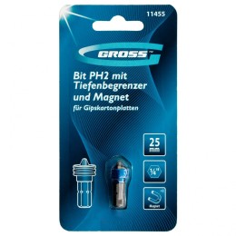 Gross Бита PH2 x 25 мм с ограничителем и магнитом, для ГКЛ, S2 11455