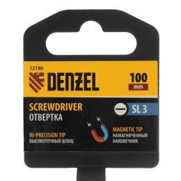 Denzel Отвертка SL3х100 мм, CrV, трехкомпонентная рукоятка 12190