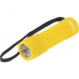 Denzel Фонарь светодиодный, желтый корпус с мягким покрытием, 9 Led, 3хААА 92613